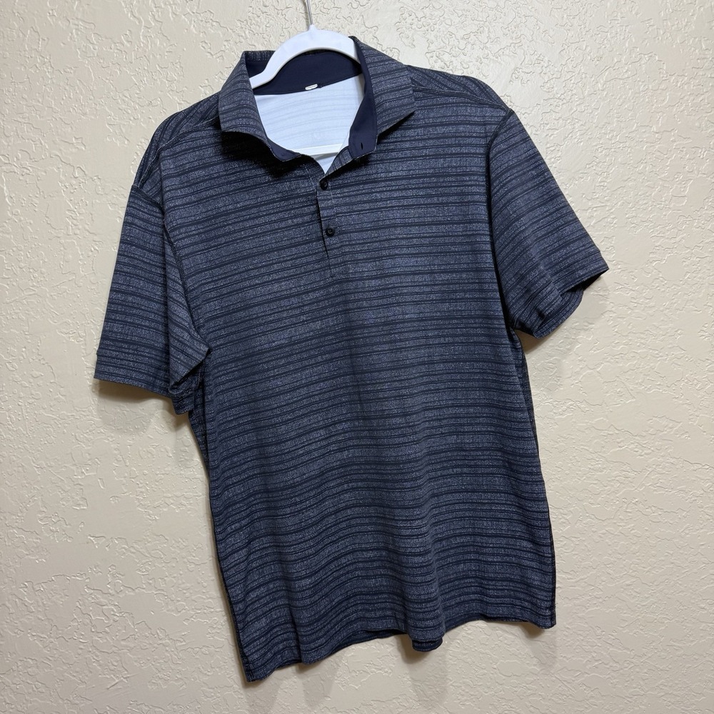 Lululemon Polo Shirt Men's Medium Blue Short Sleeve Adult Performance Activewear